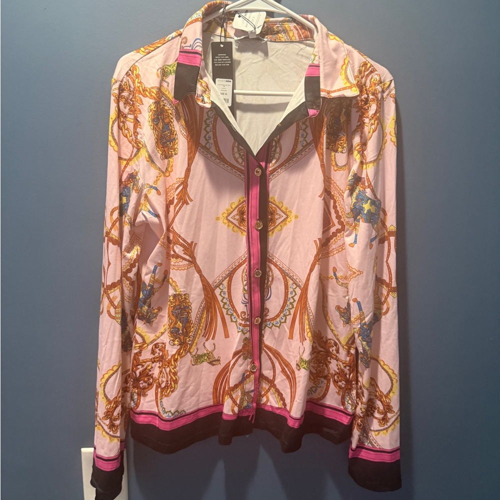 Fashion Nova Pink and Gold Skirt Set